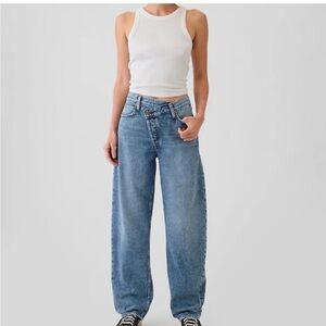 Gap High Rise Crossover Barrel Jean